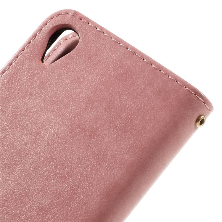 Butterfly Leather Wallet Stand Shell for Sony Xperia X - Pink
