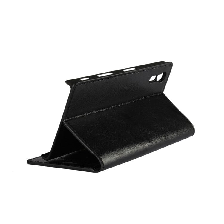 Crazy Horse Genuine Leather Wallet Case Cover for Sony Xperia XZs / XZ - Black