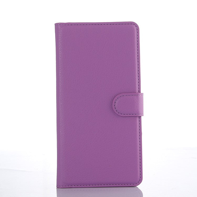Litchi Grain Wallet Leather Phone Cover Accessory for Sony Xperia XA1 - Purple
