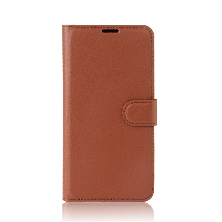 Litchi Skin Leather Wallet Case Accessory for Sony Xperia XA1 Ultra - Brown