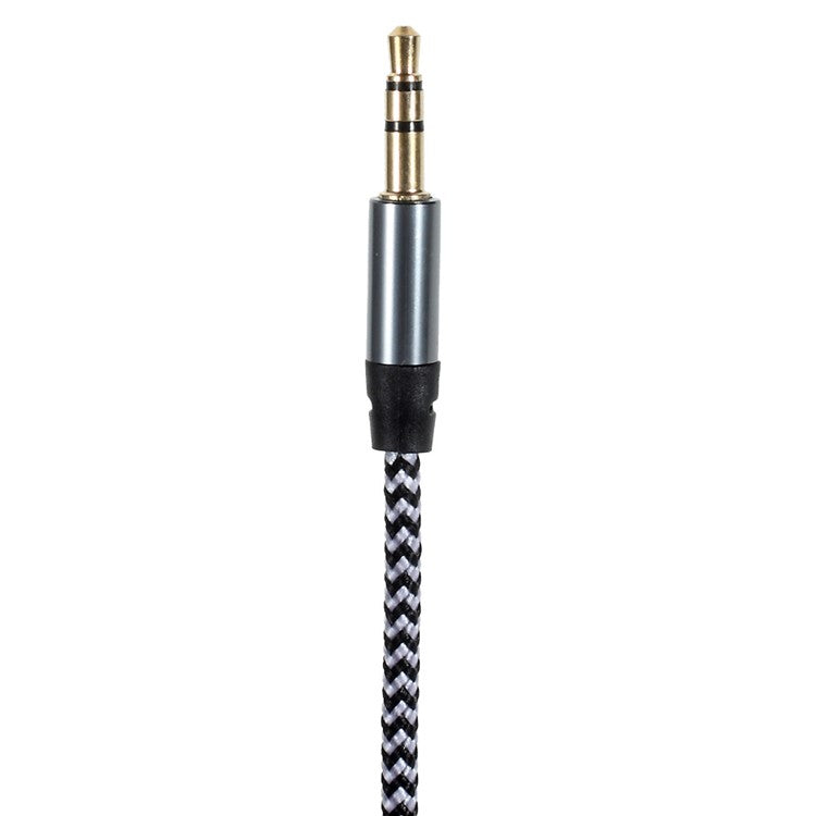 Nylon Woven 3.5mm Male to Male Stereo Audio AUX Cable Connection Cord - Black