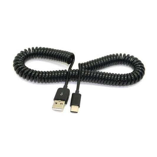 3M Coil Cord USB 3.1 Type C Male to Standard USB 2.0 A Male Data Cable for Nokia N1 Tablet Mobile Phone - Black