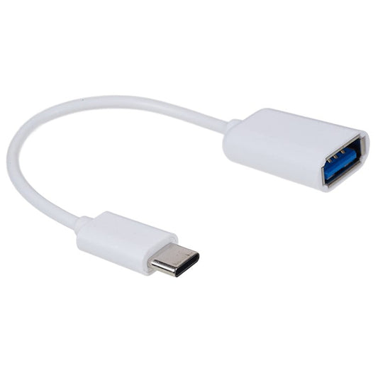 USB 3.1 Type-C Male to USB 2.0 A Female OTG Cord - White