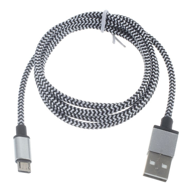 Woven Micro USB Data Sync Charge Cable for Samsung HTC LG Sony - White