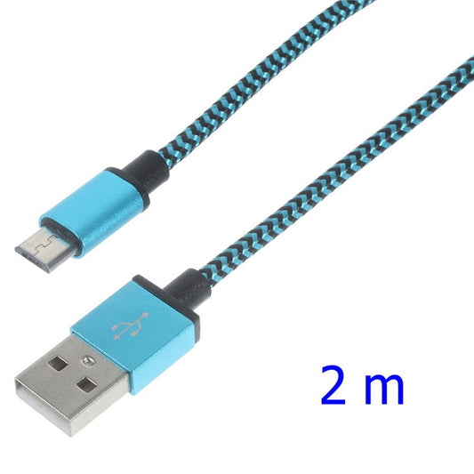 Woven Micro USB Data Sync Charge Cable for Samsung HTC LG Sony - Blue