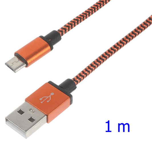 1M Woven Micro USB Data Sync Charge Cable for Samsung HTC LG Sony - Orange