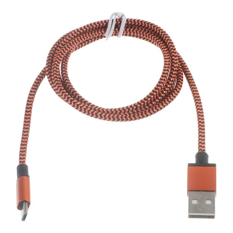 1M Woven Micro USB Data Sync Charge Cable for Samsung HTC LG Sony - Orange