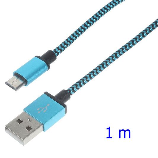 1M Woven Micro USB Data Sync Charge Cable for Samsung HTC LG Sony - Blue