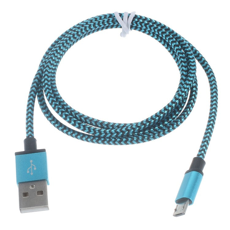 1M Woven Micro USB Data Sync Charge Cable for Samsung HTC LG Sony - Blue