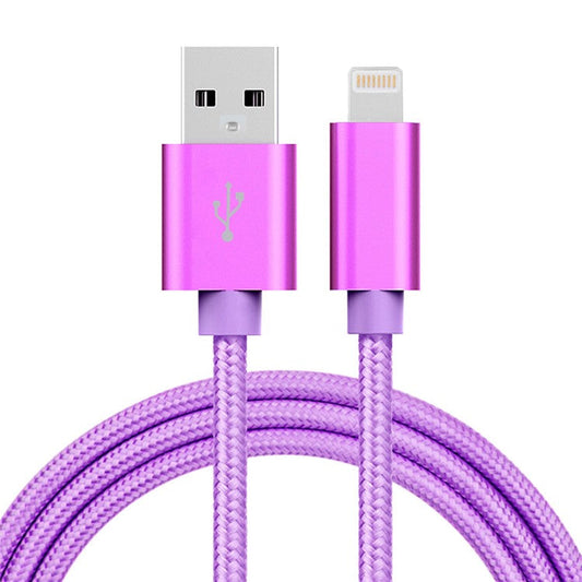3M 2A Woven Pattern Lightning 8pin to USB Charge and Sync Cable for iPhone iPad iPod - Purple