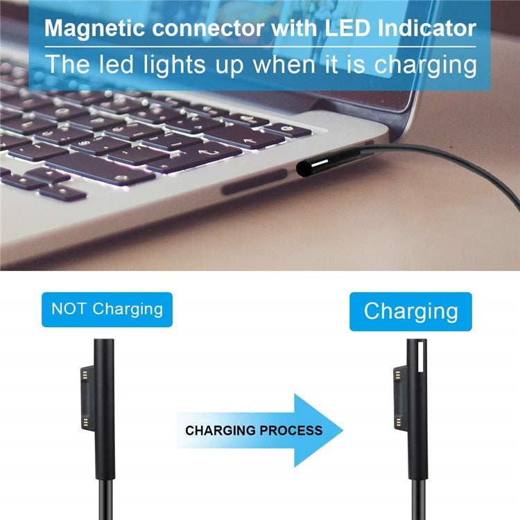 44W 15V 2.58A Power Adapter Charger with USB Charging Port for Microsoft Surface Pro 6/5/4/3 etc. - US Plug