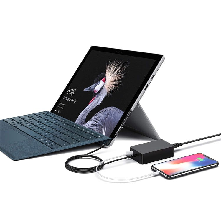 44W 15V 2.58A Power Adapter Charger with USB Charging Port for Microsoft Surface Pro 6/5/4/3 etc. - US Plug