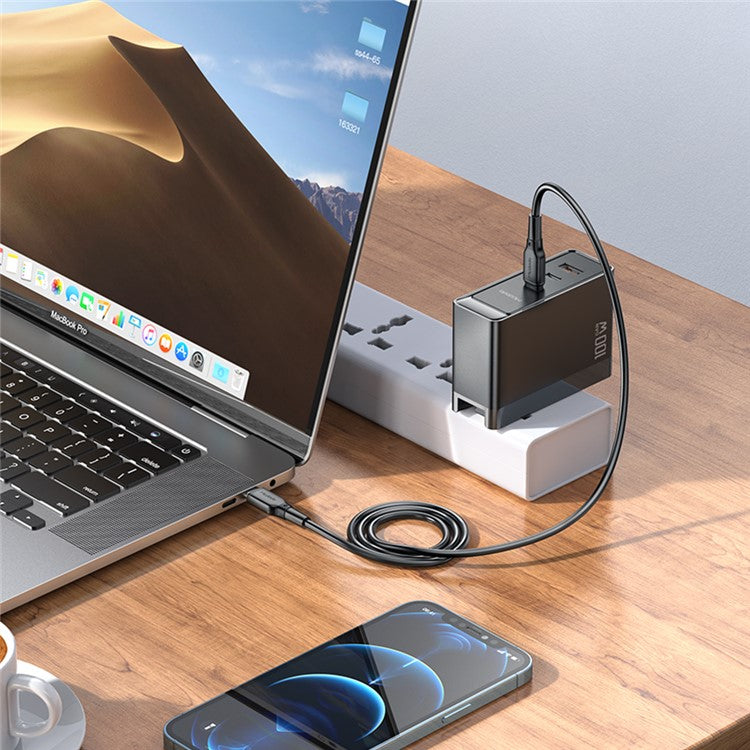 MCDODO CH-810 Pro 100W GaN Wall Charger Dual Type-C + USB Portable CN Plug Mini Travel Charger [with EU/UK Plug] - Black