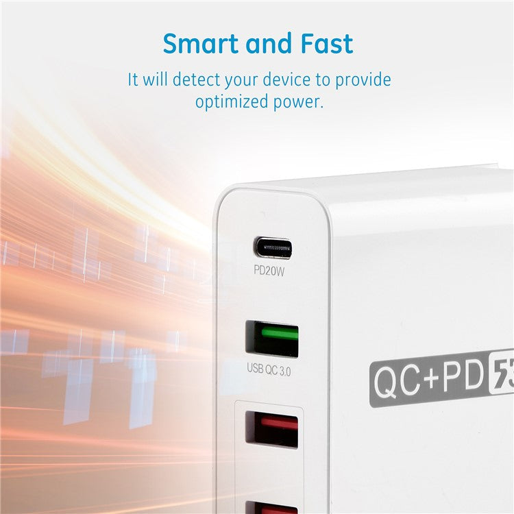 WLX-A6 PD20W+QC3.0 Multi-Port USB with PD Type-C Fast Charging Mobile Phone Power Adapter - EU Plug