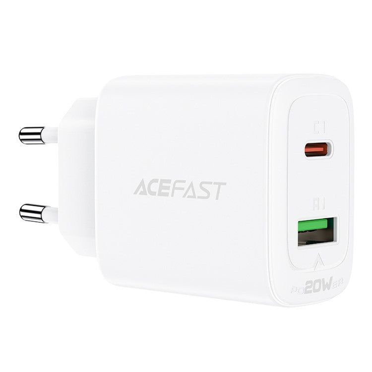ACEFAST A25 PD 20W USB-A + Type-C Dual Port Charger for iPhone iPad Samsung - EU Plug