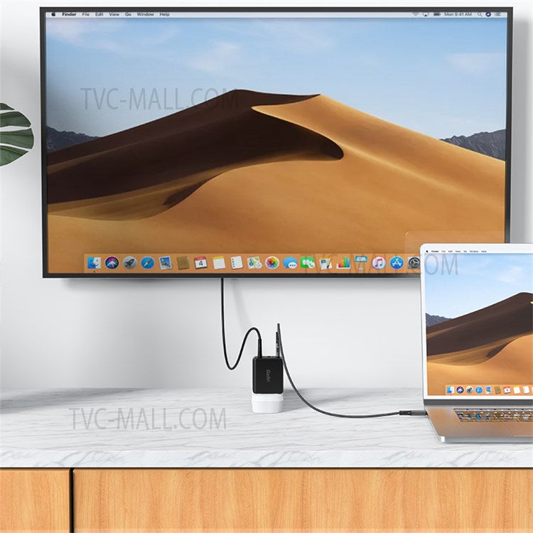 ACEFAST A19 Portable 65W GaN Charger with Cable USB-A + Type-C + HDMI 3-port Power Adapter Hub, US Plug - White