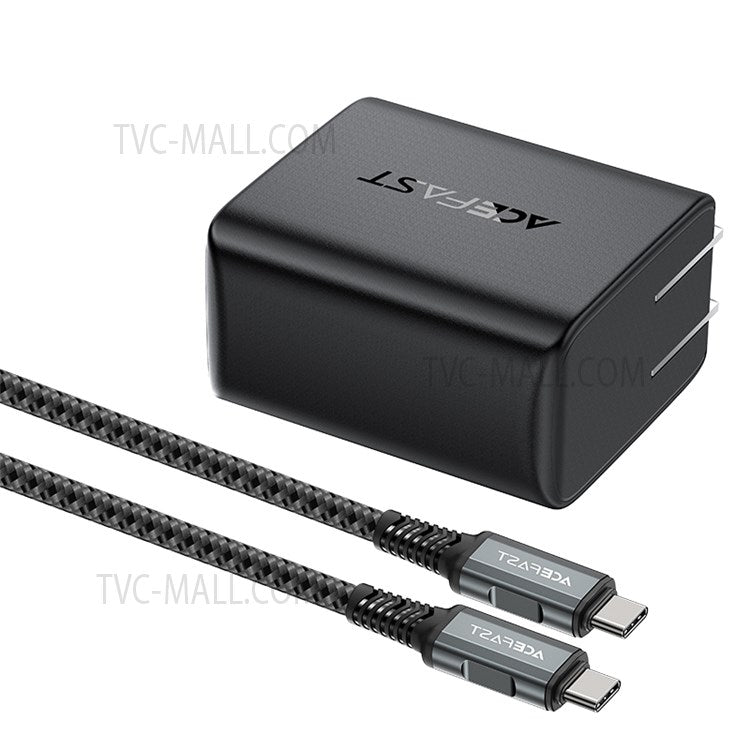 ACEFAST A19 Portable 65W GaN Charger with Cable USB-A + Type-C + HDMI 3-port Power Adapter Hub, US Plug - Black