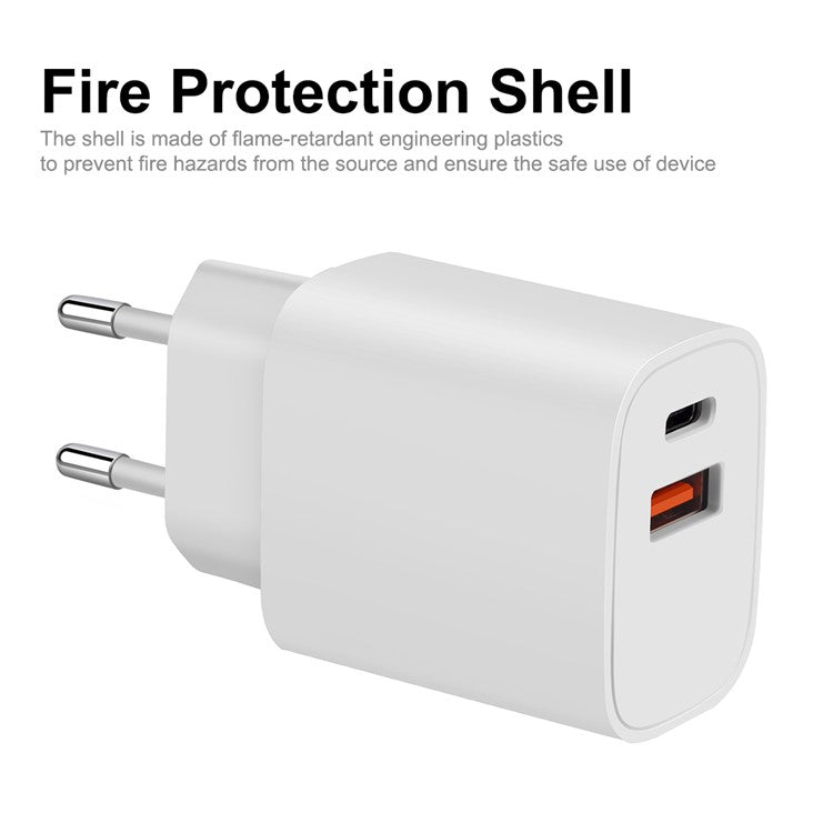 ENKAY HAT PRINCE PD 20W+QC 3.0 Type C USB Dual Ports Wall Charger Power Adapter for Apple Android - EU Plug