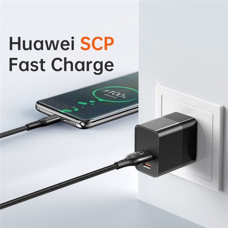 MCDODO CH-130 PD 20W Fast Charging Adapter USB+Type-C Dual Port Wall Charger - Black/US Plug