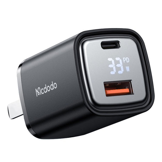 MCDODO Graphite Series 33W USB-A + Type-C Digital Display Dual Port Fast Charging Adapter Wall Charger - CN Standard Plug