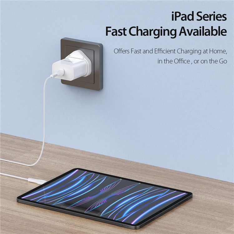 DUZZONA T3 PD 20W Wall Charger Fast Charging Adapter Type-C Single Port Travel Charger, UK Plug