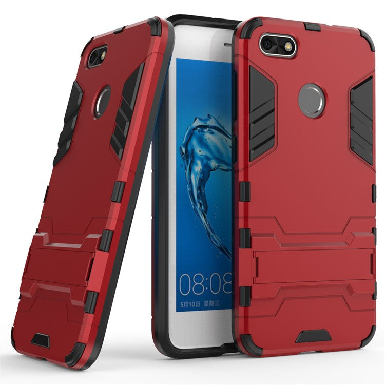 Cool Plastic TPU Hybrid Mobile Shell with Kickstand for Huawei P9 lite mini / Enjoy 7 / Y6 Pro (2017) - Red