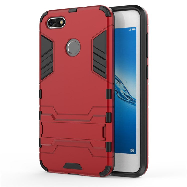 Cool Plastic TPU Hybrid Mobile Shell with Kickstand for Huawei P9 lite mini / Enjoy 7 / Y6 Pro (2017) - Red