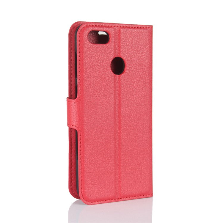 For Huawei P9 lite mini / Y6 Pro (2017) / Enjoy 7 Litchi Texture Leather Wallet Stand Phone Accessory Cover - Red
