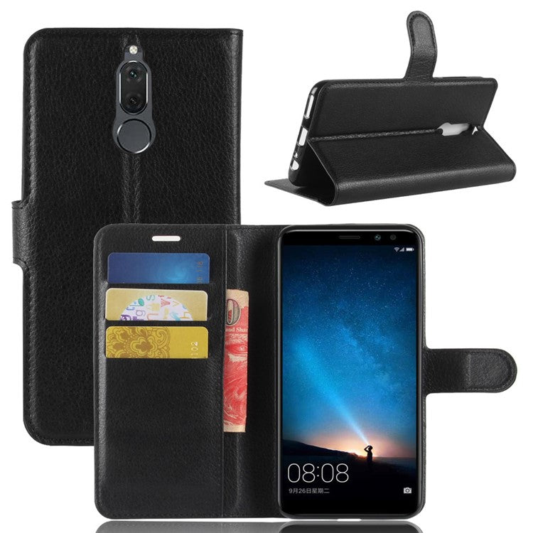For Huawei nova 2i / Maimang 6 / Mate 10 Lite Litchi Skin Magnetic Leather Wallet Stand Case - Black