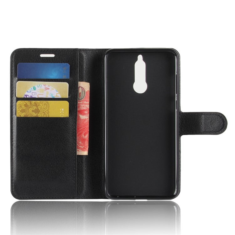 Litchi Skin Wallet Leather Stand Case for Huawei Mate 10 Lite / nova 2i / Maimang 6 - Black
