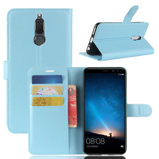 Litchi Skin Wallet Leather Cell Phone Case for Huawei Mate 10 Lite / nova 2i / Maimang 6 - Baby Blue