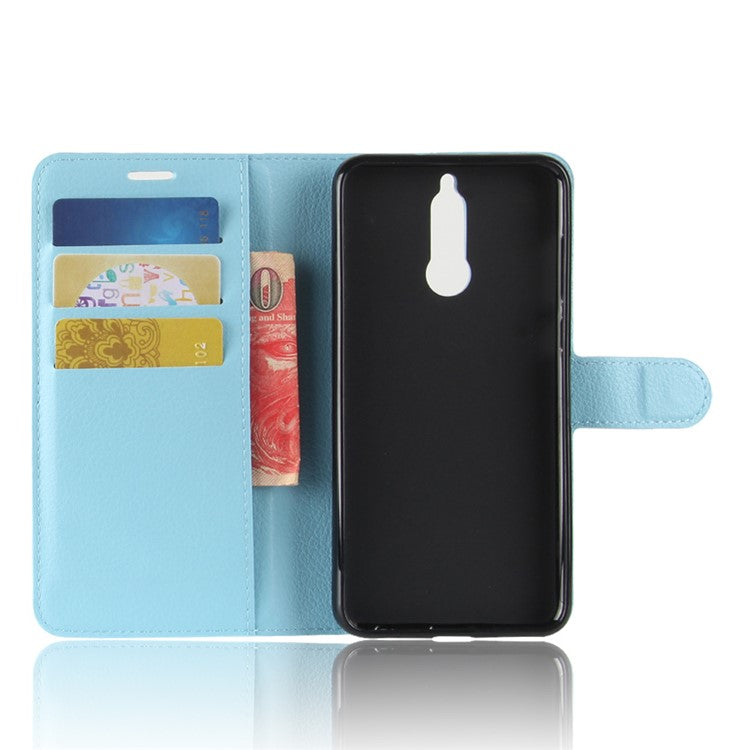 Litchi Skin Wallet Leather Cell Phone Case for Huawei Mate 10 Lite / nova 2i / Maimang 6 - Baby Blue