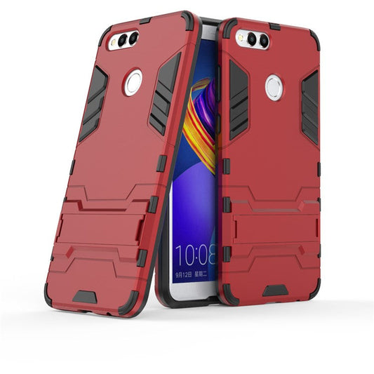 Cool Guard Kickstand Hybrid PC + TPU Phone Case for Huawei Honor 7X - Red