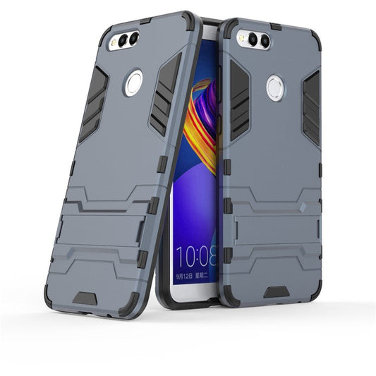 Cool Guard PC + TPU Combo Mobile Phone Case with Kickstand for Huawei Honor 7X - Dark Blue