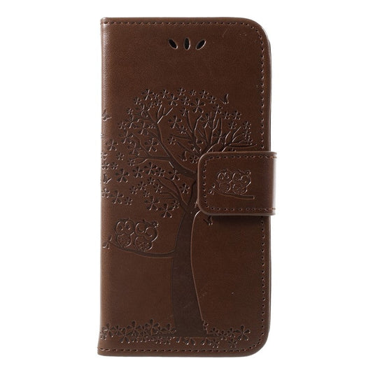 Imprint Tree Owl Leather Protective Case Cover for Huawei P9 lite mini / Y6 Pro (2017) / Enjoy 7 - Brown