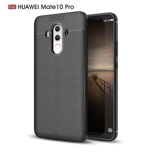 Litchi Grain Soft TPU Back Cover for Huawei Mate 10 Pro - Black