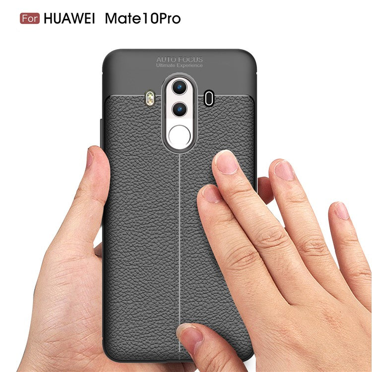 Litchi Grain Soft TPU Back Cover for Huawei Mate 10 Pro - Black