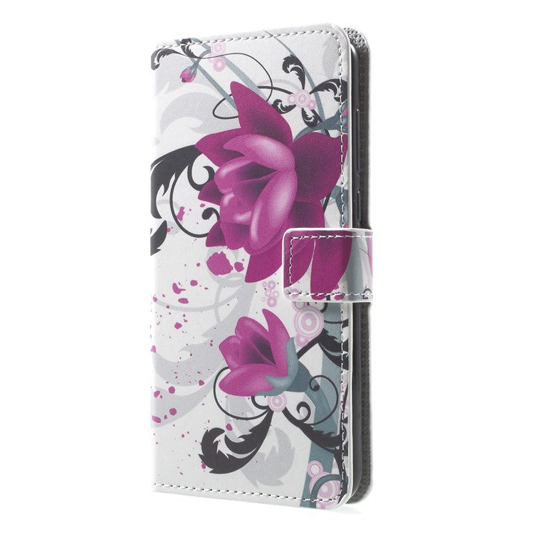 For Huawei Mate 10 Lite / nova 2i / Maimang 6 Wallet PU Leather Stand Phone Protection Cover - Purple Kapok Flower