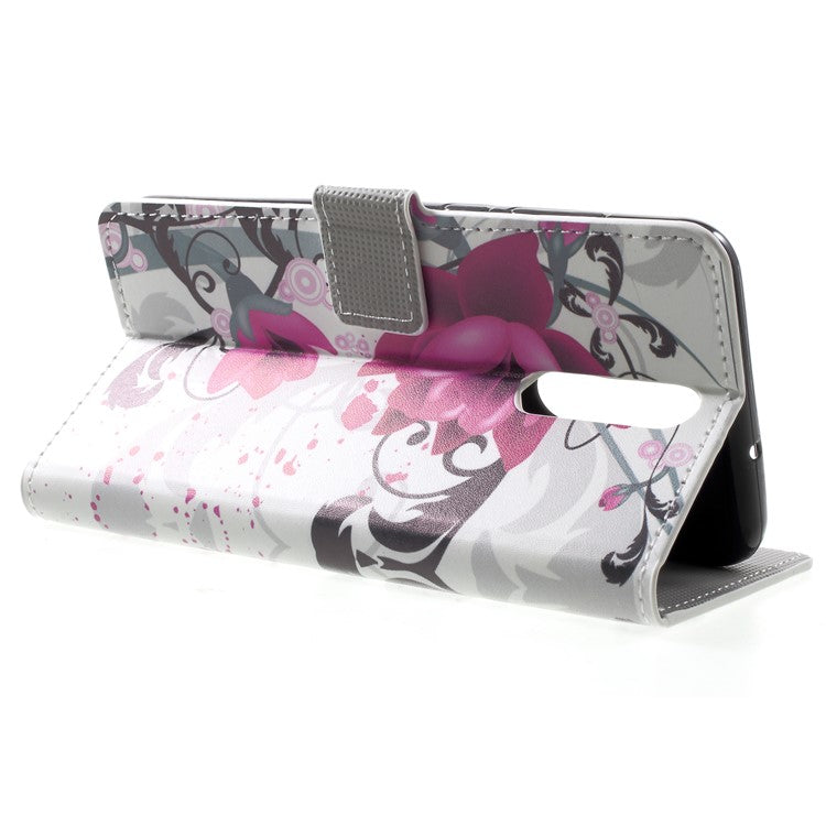 For Huawei Mate 10 Lite / nova 2i / Maimang 6 Wallet PU Leather Stand Phone Protection Cover - Purple Kapok Flower