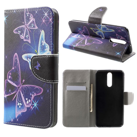 Pattern Printing Leather Wallet Case for Huawei Mate 10 Lite / nova 2i / Maimang 6 / Honor 9i (India) - Butterflies Pattern
