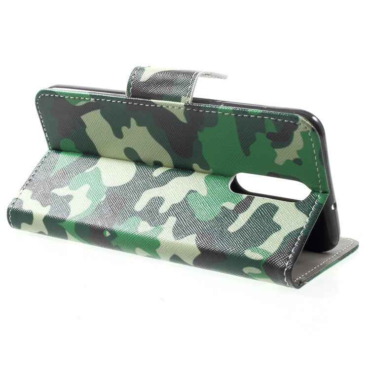 Pattern Printing Leather Wallet Cover for Huawei Mate 10 Lite / nova 2i / Maimang 6 / Honor 9i (India) - Camouflage Pattern