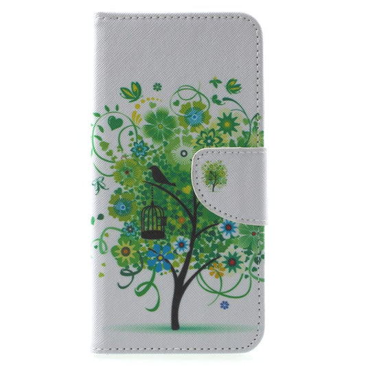 Pattern Printing PU Leather Wallet Case for Huawei Mate 10 Lite / nova 2i / Maimang 6 / Honor 9i (India) - Green Tree
