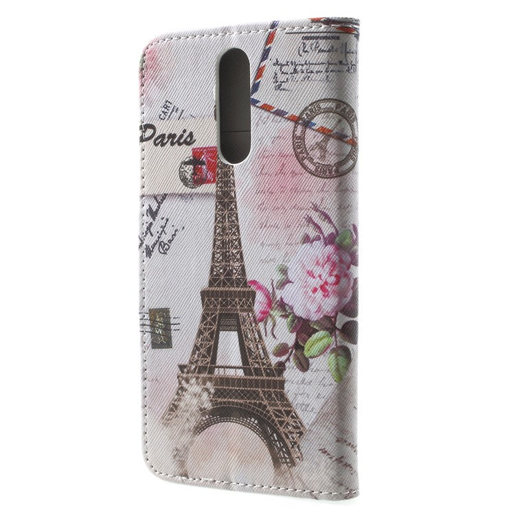 Pattern Printing Leather Card Holder Case for Huawei Mate 10 Lite / nova 2i / Maimang 6 / Honor 9i (India) - Eiffel Tower