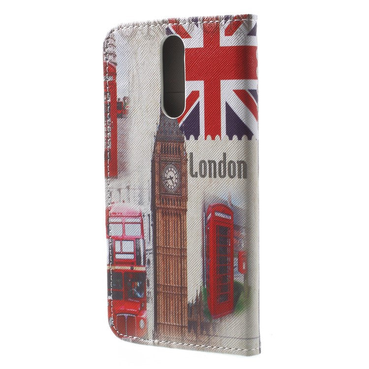 Pattern Printing Leather Stand Case with Card Slots for Huawei Mate 10 Lite / nova 2i / Maimang 6 / Honor 9i (India) - London Element