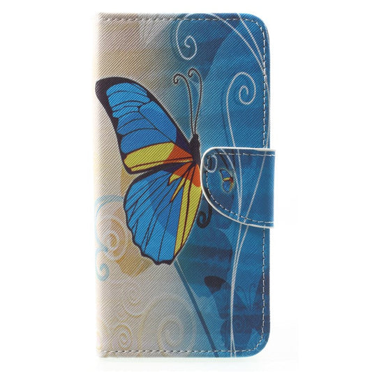 Pattern Printing Leather Stand Cover with Card Slots for Huawei Mate 10 Lite / nova 2i / Maimang 6 / Honor 9i (India) - Blue Butterfly