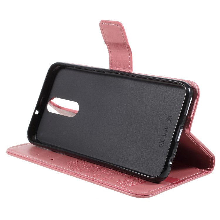 Imprint Tree Owls Leather Wallet Shell Case for Huawei Mate 10 Lite / nova 2i / Maimang 6 / Honor 9i (India) - Pink