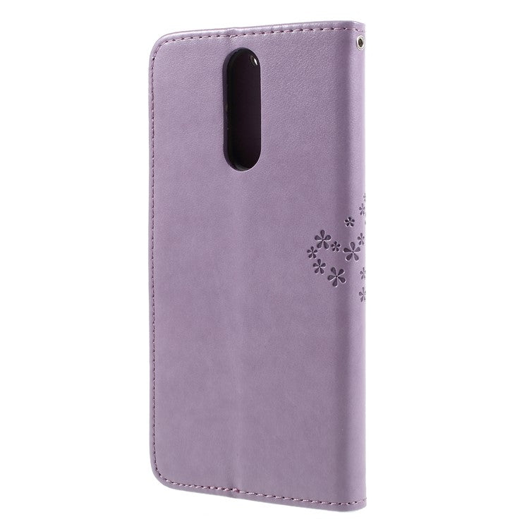 Imprint Tree Owls Leather Wallet Case Shell for Huawei Mate 10 Lite / nova 2i / Maimang 6 / Honor 9i (India) - Purple