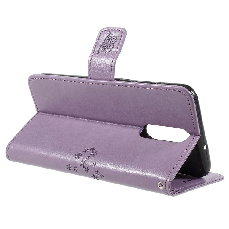 Imprint Tree Owls Leather Wallet Case Shell for Huawei Mate 10 Lite / nova 2i / Maimang 6 / Honor 9i (India) - Purple