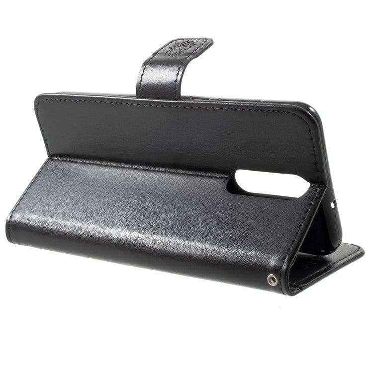 Imprint Butterfly Flowers Leather Wallet Case for Huawei Mate 10 Lite / nova 2i / Maimang 6 / Honor 9i (India) - Black