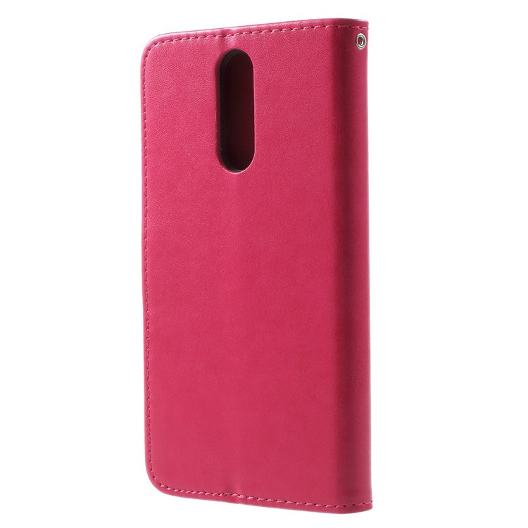 Imprint Butterfly Flowers Leather Wallet Shell Case for Huawei Mate 10 Lite / nova 2i / Maimang 6 / Honor 9i (India) - Rose